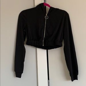 Never worn Shein Black Crop hooded zip up